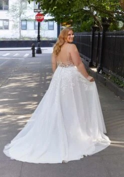 Mori Lee 3379 Hunter Open Back Spaghetti Strap Plus Size Bridal Dress -Fashion wedding dress mori lee 3379 hunter plus size bridal dress 03.1085