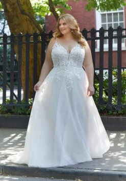 Mori Lee 3379 Hunter Open Back Spaghetti Strap Plus Size Bridal Dress -Fashion wedding dress mori lee 3379 hunter plus size bridal dress 04.1085