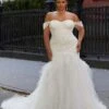 Mori Lee 3380 Hillary Ruffle Skirt Drop Waist Plus Size Bridal Gown