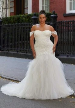 Mori Lee 3380 Hillary Ruffle Skirt Drop Waist Plus Size Bridal Gown