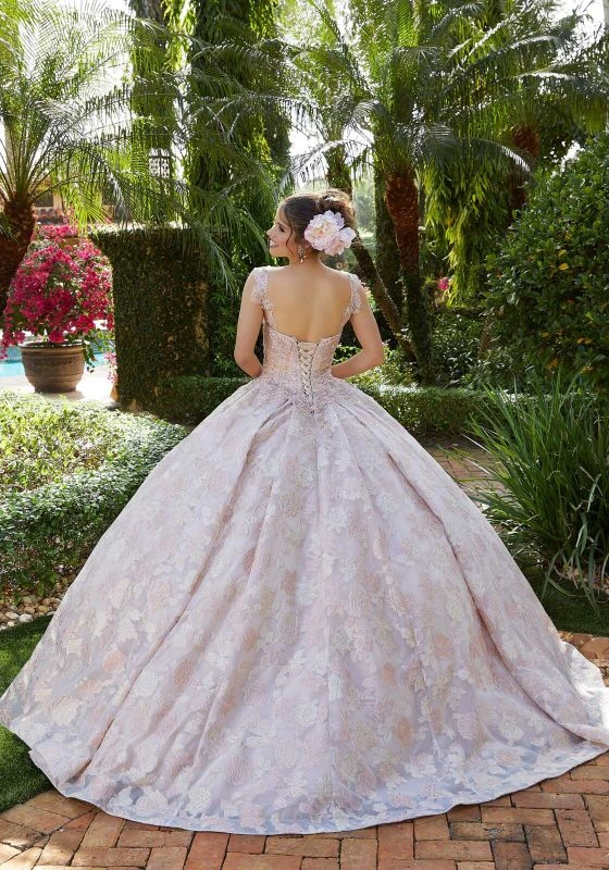 Mori Lee 34031 Pleated Skirt Floral Quince Dress 3 Mori Lee 34031 Pleated Skirt Floral Quince Dress - Image 3