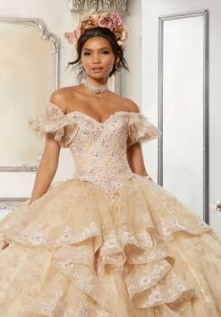 Mori Lee 34051 Ruffle Sleeve Floral Quinceanera Dress -Fashion wedding dress mori lee 34051 ruffle sleeve floral quinceanera dress 04.887