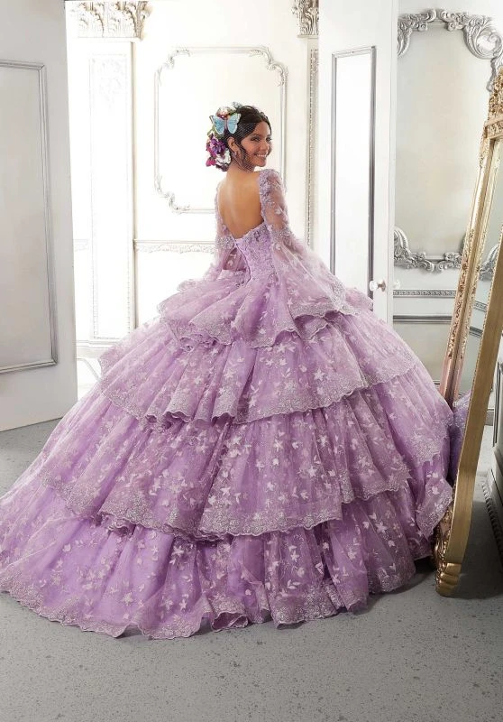 Mori Lee 34053 Tiered Skirt Glitter Quinceanera Dress 3 Mori Lee 34053 Tiered Skirt Glitter Quinceanera Dress - Image 3