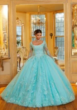 Mori Lee 34061 Illusion Sleeve Scoop Neck Quinceanera Dress