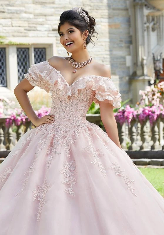 Mori Lee 60107 Ruffle Neckline Quinceanera Gown 3 Mori Lee 60107 Ruffle Neckline Quinceanera Gown - Image 3
