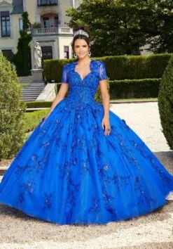 Mori Lee 60133 Two Strap Floral Quinceanera Gown