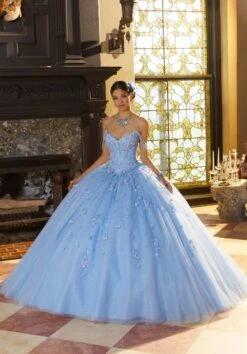 Mori Lee 60155 Multi Strap Floral Quinceanera Dress