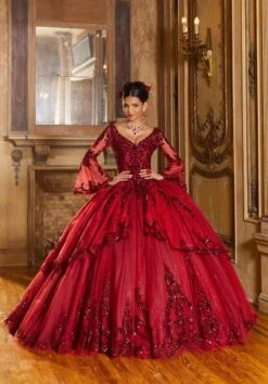 Mori Lee 60156 Bell Sleeve Tiered Skirt Quinceanera Gown