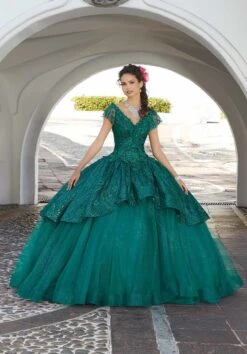 Mori Lee 60162 Ruffle Neckline Tiered Skirt Quinceanera Dress