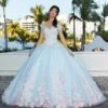 Mori Lee 60165 Scalloped Train Floral Appliques Quinceanera Dress