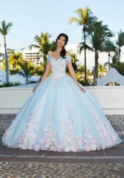 Mori Lee 60165 Scalloped Train Floral Appliques Quinceanera Dress