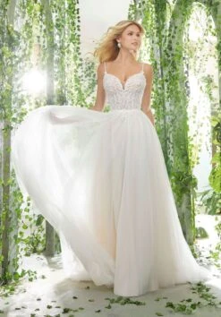 Mori Lee 6904 Phila Beaded Spaghetti Straps Wedding Gown