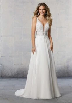 Mori Lee 6927 Shiloh Plunging Neckline Beach Wedding Gown