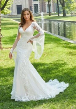 Mori Lee 6962 Dixie Bell Sleeve Cutout Back Wedding Dress