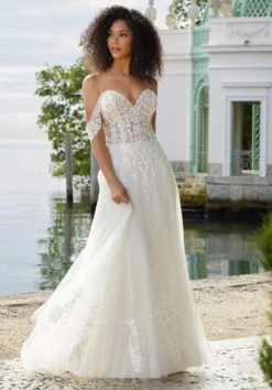 Mori Lee 6974 Florina Ruffle Hem Sweetheart Neck Wedding Gown