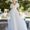 Mori Lee 6975 Fidelina Flutter Sleeves Scoop Back Wedding Gown
