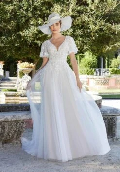 Mori Lee 6975 Fidelina Flutter Sleeves Scoop Back Wedding Gown