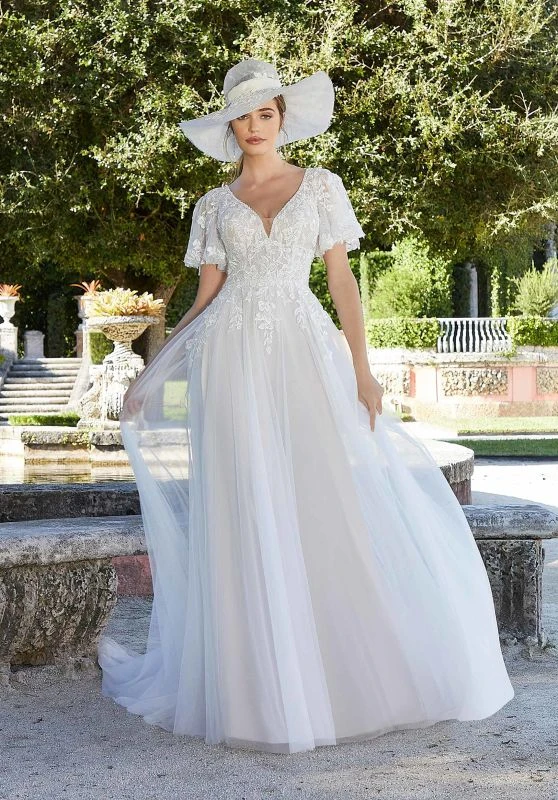 Mori Lee 6975 Fidelina Flutter Sleeves Scoop Back Wedding Gown 1 Mori Lee 6975 Fidelina Flutter Sleeves Scoop Back Wedding Gown