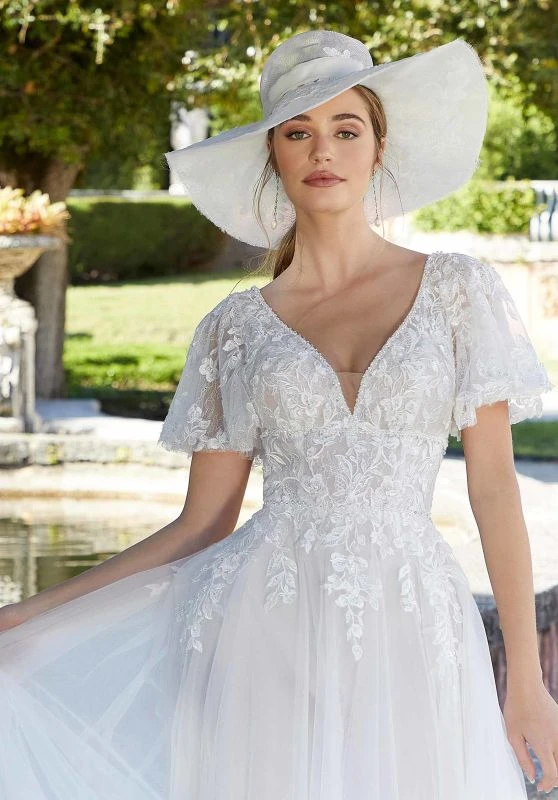 Mori Lee 6975 Fidelina Flutter Sleeves Scoop Back Wedding Gown 2 Mori Lee 6975 Fidelina Flutter Sleeves Scoop Back Wedding Gown - Image 2
