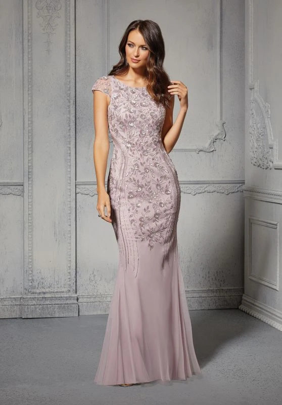 Mori Lee 72405 Floral Beadwork Cap Sleeve Dress 3 Mori Lee 72405 Floral Beadwork Cap Sleeve Dress - Image 3