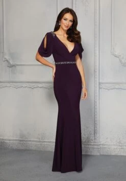 Mori Lee 72409 Cold Shoulder Plunging Neckline Dress