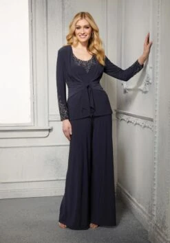 Mori Lee 72427 Scoop Neck Wide Leg Pant Suit