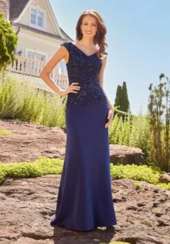 Mori Lee 72504 Lace Bodice V-Neck Dress
