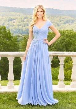 Mori Lee 72510 Drop Waist Draped Bodice Dress