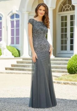 Mori Lee 72527 Bateau Neck Beaded Dress