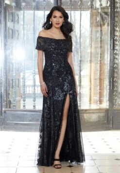 Mori Lee 72606 Slit Skirt Off The Shoulder Dress