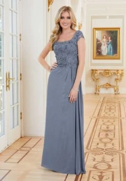 Mori Lee 72704 Square Neckline Floral Bodice Dress