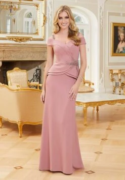 Mori Lee 72711 Cold Shoulder Peplum Dress