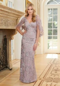 Mori Lee 72730 Cape Sleeves Embroidered Dress