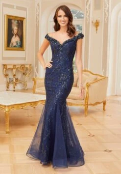 Mori Lee 72733 Floral Neckline Beaded Embroidery Dress