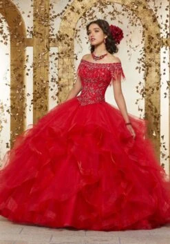 Mori Lee 89237 Flounced Neck Sweet 16 Dress