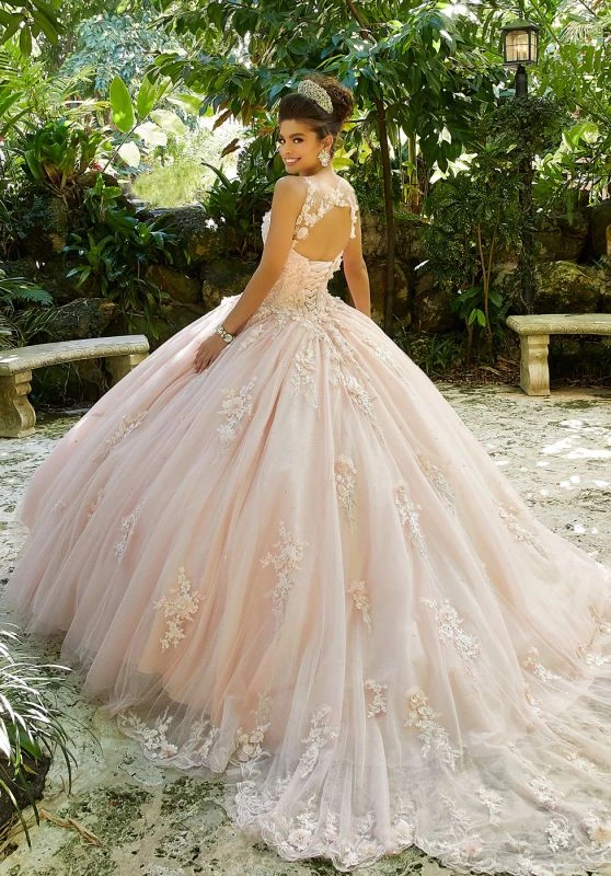 Mori Lee 89244 Illusion Neck Quinceanera Dress 3 Mori Lee 89244 Illusion Neck Quinceanera Dress - Image 3