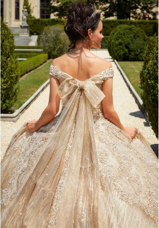 Mori Lee 89302 Off The Shoulder Glitter Quinceanera Dress 4 Mori Lee 89302 Off The Shoulder Glitter Quinceanera Dress - Image 4