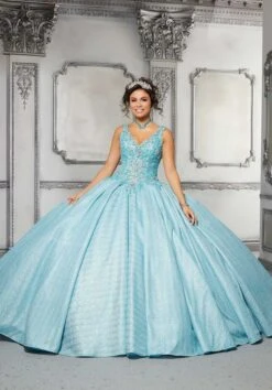 Mori Lee 89315 Pleated Skirt V-Neck Quinceanera Dress