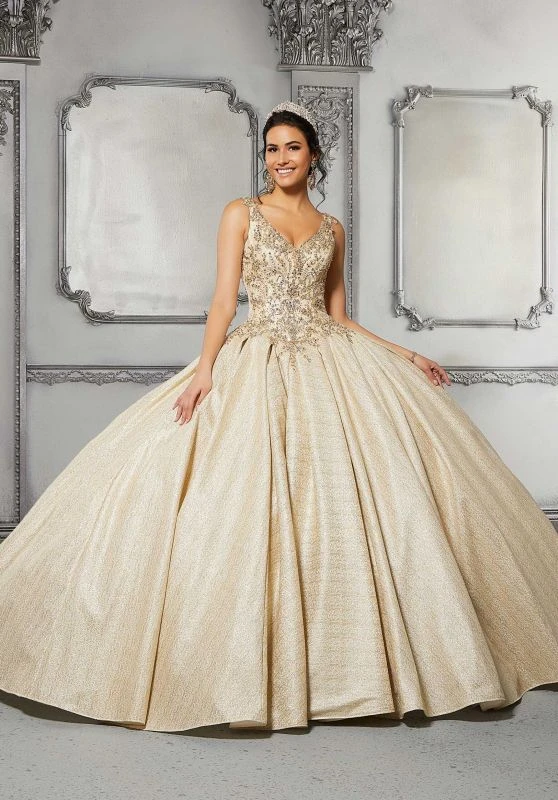 Mori Lee 89315 Pleated Skirt V-Neck Quinceanera Dress 3 Mori Lee 89315 Pleated Skirt V-Neck Quinceanera Dress - Image 3