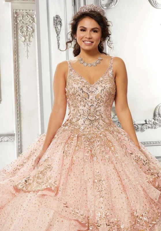 Mori Lee 89321 V-Neck With Shoulder Cape Quince Dress 2 Mori Lee 89321 V-Neck With Shoulder Cape Quince Dress - Image 2