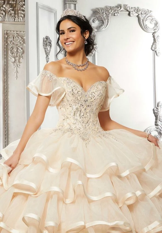 Mori Lee 89322 Ruffle Skirt Off The Shoulder Quince Dress 2 Mori Lee 89322 Ruffle Skirt Off The Shoulder Quince Dress - Image 2