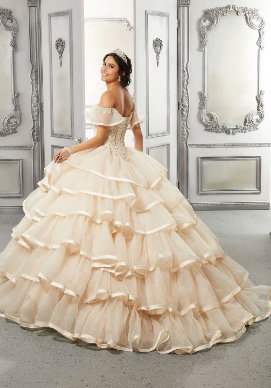 Mori Lee 89322 Ruffle Skirt Off The Shoulder Quince Dress 3 Mori Lee 89322 Ruffle Skirt Off The Shoulder Quince Dress - Image 3