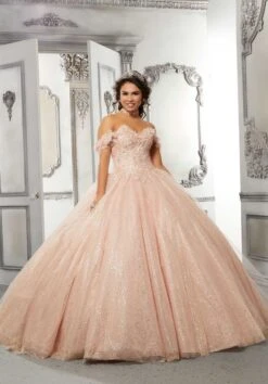 Mori Lee 89323 Waterfall Back Metallic Quince Dress