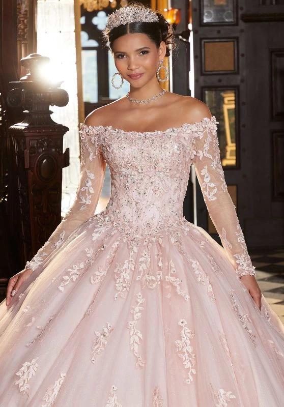 Mori Lee 89339 Long Sleeve Basque Waist Quinceanera Gown 2 Mori Lee 89339 Long Sleeve Basque Waist Quinceanera Gown - Image 2