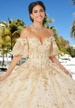 Mori Lee 89358 LED Lights Puff Sleeve Quinceanera Gown -Fashion wedding dress mori lee 89358 led lights puff sleeve quinceanera gown 06.994