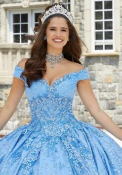 Mori Lee 89411 Detachable Sleeve Ruched Neckline Quince Dress -Fashion wedding dress mori lee 89411 quince dress 04.1085