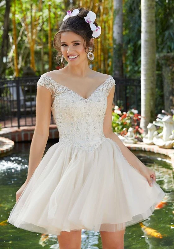 Mori Lee 9557 Embellished Bodice Short Damas Dress 2 Mori Lee 9557 Embellished Bodice Short Damas Dress - Image 2