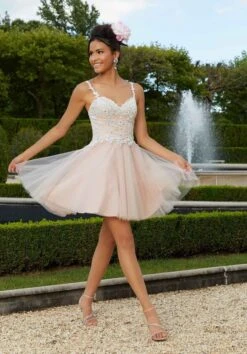 Mori Lee 9561 Floral Bodice Detachable Sleeves Short Damas Dress -Fashion wedding dress mori lee 9561 floral bodice detachable sleeves short damas dress 03.1006