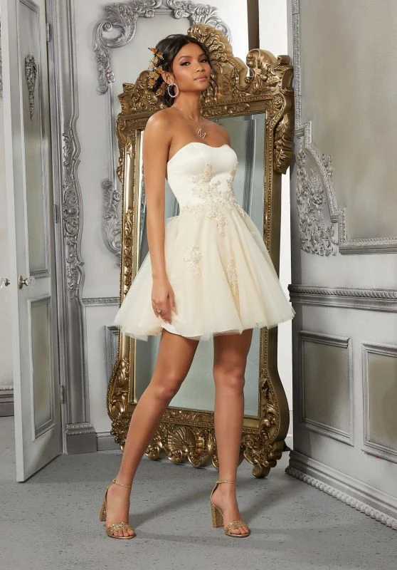 Mori Lee 9575 Strapless Short Damas Dress 3 Mori Lee 9575 Strapless Short Damas Dress - Image 3