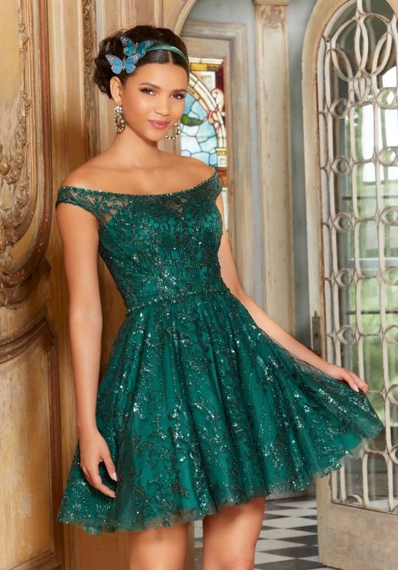 Mori Lee 9583 Off The Shoulder Lace-Up Back Short Damas Dress 2 Mori Lee 9583 Off The Shoulder Lace-Up Back Short Damas Dress - Image 2